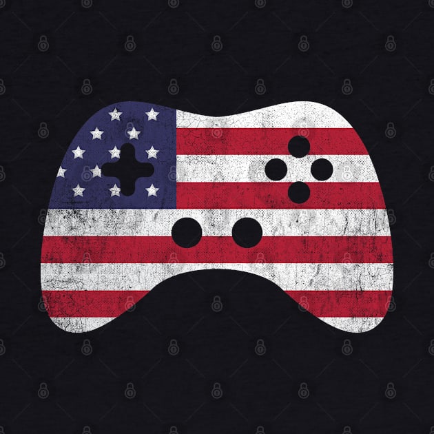 American Gamer Vintage USA Flag Video Game Controller Gamer by Tingsy